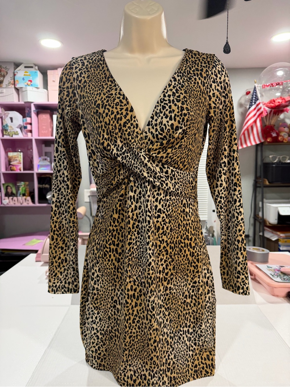 H&M Leopard Print Mini Dress - Tan/Black